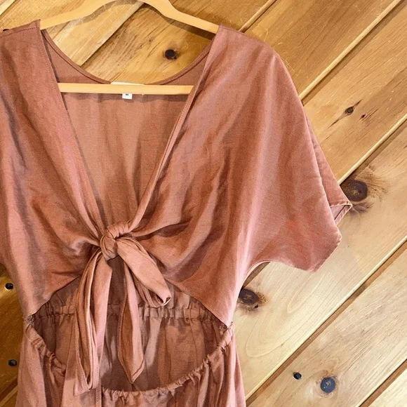 Vetta The Convertible Wrap Mini linen blend Dress in new clay - Picture 11 of 14